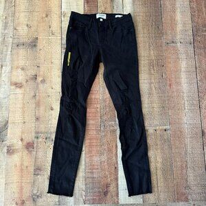 Frame Women's Size 26 Denim Le Skinny De Jeanne Black Distressed Denim Jeans